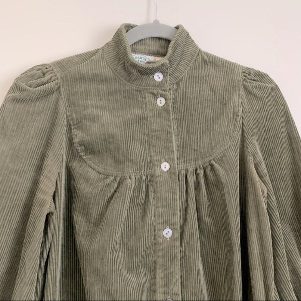Vintage Laura Ashley Green Corduroy Dress